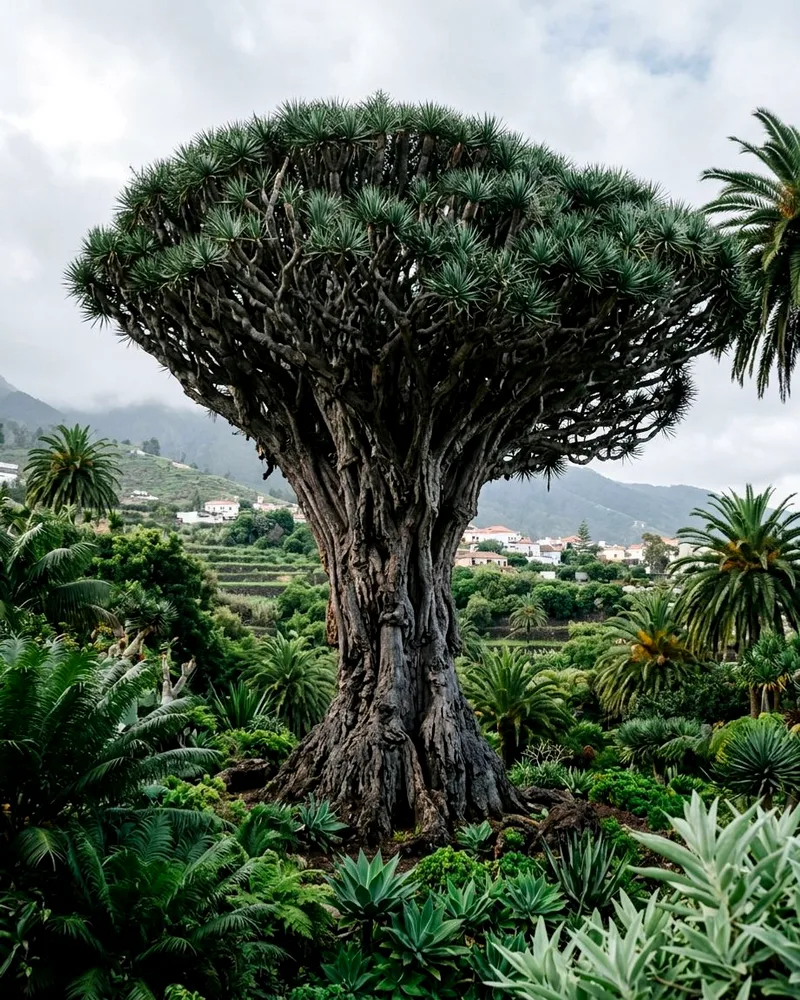 The ancient Drago Milenario dragon tree in Icod de los Vinos, Tenerife.